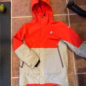 Orage Kids Snow Jacket - Bright Orange and Tan